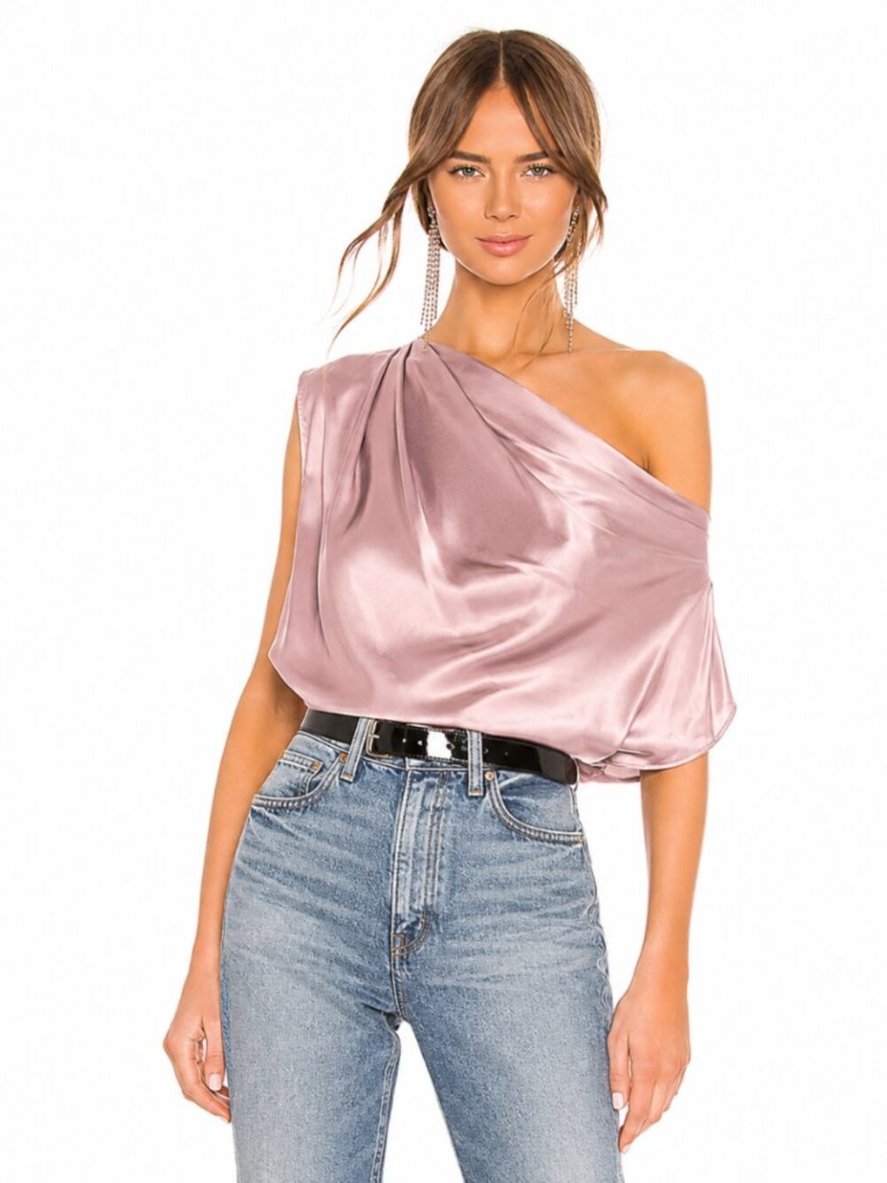 Michelle Mason Asymmetrical Draped Silk Top
